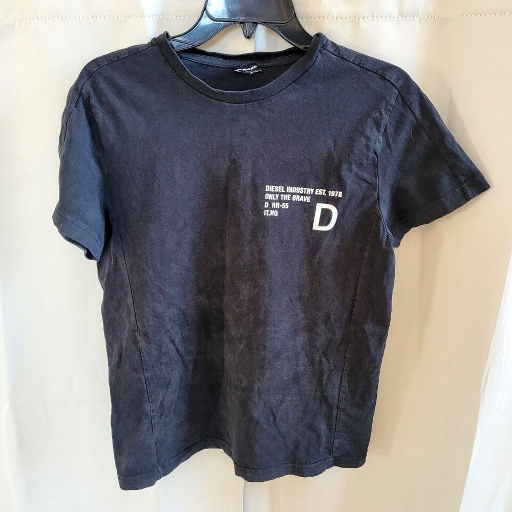 DIEsel Mens Shirt Medium Black Only The Brave Short Sleeve Grunge Y2K Punk 17449